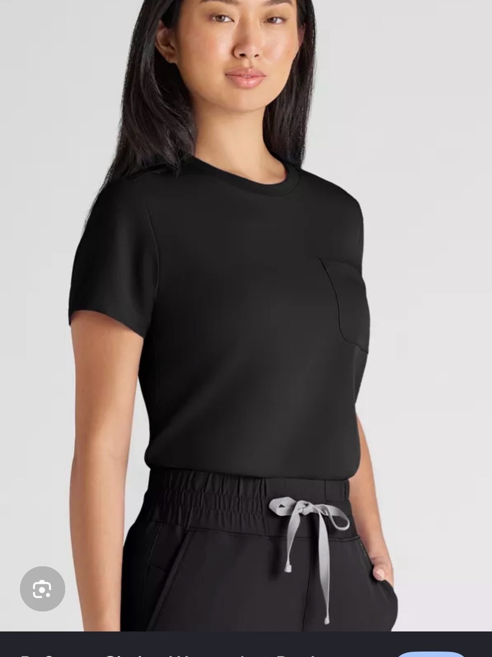 Women's Black Short-Sleeve Crewneck Pocket Tee